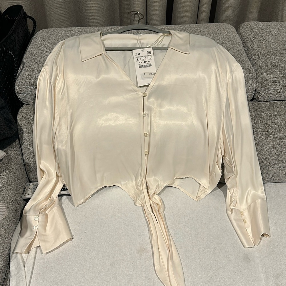 Zara silk button up blouse